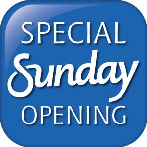 Special Sunday opening 21st October 2018. Desktop Image