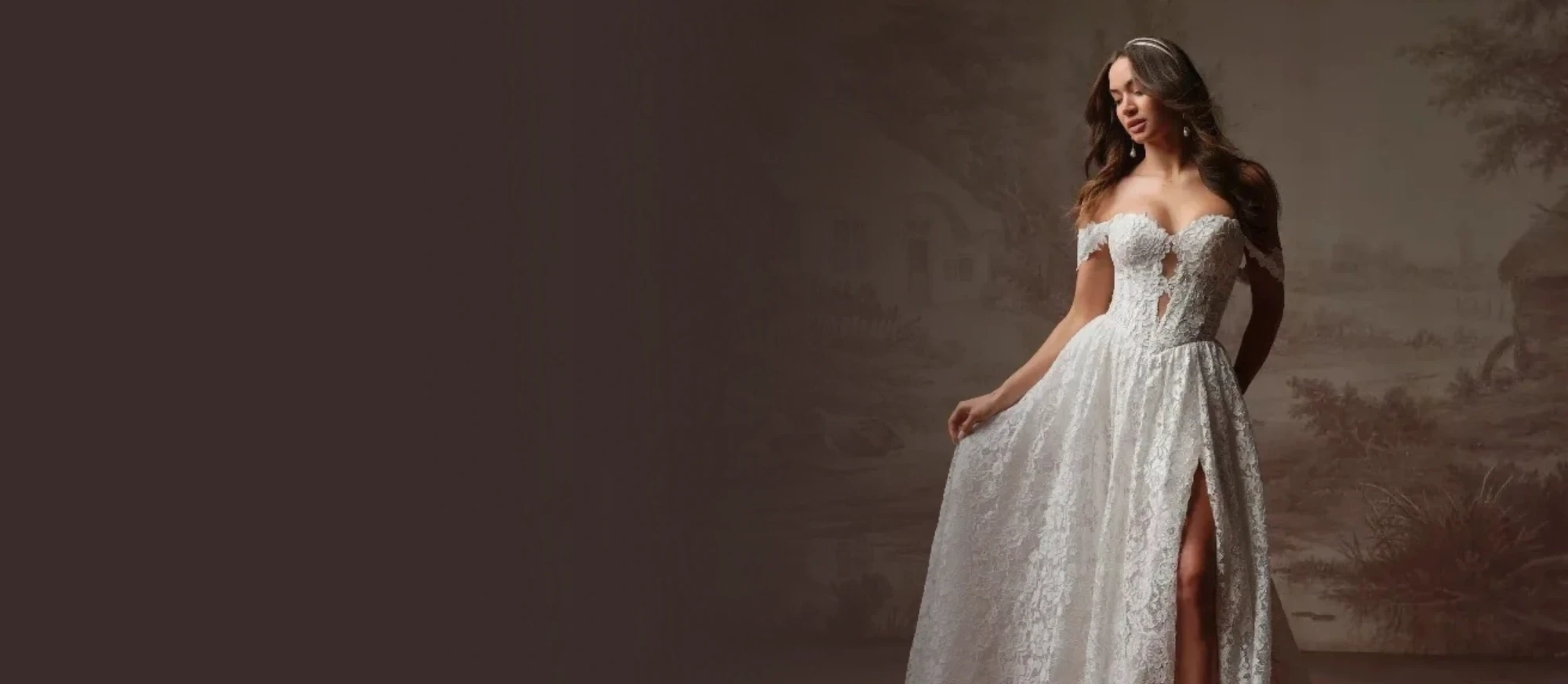 Photo of Model wearing a bridal gown by Rebecca Ingram